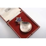 BY R. E. STONE:- An Edward VIII coronation commemorative caddy spoon with an enamelled terminal, the