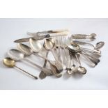 A MIXED LOT:- A set of eight tea spoons, a set of six coffee spoons, four dessert forks, a dessert