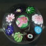 CLICHY PAPERWEIGHT, mid 19th century, a central pink rose surrounded by eight further canes,
