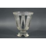 ART DECO GLASS VASE probably Bohemian, the clear and frosted glass vase with panels of black glass