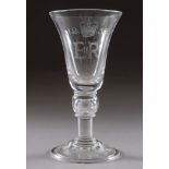 COMMEMORATIVE GLASS GOBLET - QUEEN ELIZABETH made for Thomas Goode & Co to commemorate the