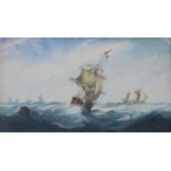 RICHMOND MARKES (Fl.c.1860-1900) SAILING VESSELS IN CHOPPY WATERS Signed with initials,