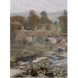 WILLIAM BISCOMBE GARDNER (1847-1919) STEPPING STONES, RIVER WYE, MONSAL DALE, DERBYSHIRE Signed,