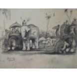 INDIA: A FOLIO OF PENCIL SKETCHES comprising town scenes, buildings and temples, animal and figure