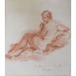 AFTER FRANCOIS BOUCHER (1703-1770) FEMME NUE ALLONGEE Sanguine, inscribed indistinctly Ch July 10 11