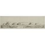 WILLIAM LIONEL WYLLIE, RA (1851-1931) A SWEPT CHANNEL IN THE NORTH SEA Etching, signed in pencil 8.5