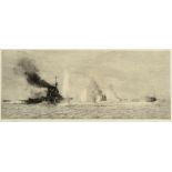 WILLIAM LIONEL WYLLIE, RA (1851-1931) BATTLE CRUISER SQUADRON AT JUTLAND Etching, signed in pencil