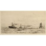 WILLIAM LIONEL WYLLIE, RA (1851-1931) ATLANTIC FLEET COMING INTO PORTSMOUTH HARBOUR Etching,