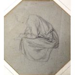 SIR EDWARD JOHN POYNTER, Bt. PRA (1836-1919) STUDY OF A SEATED WOMAN Pencil, on pale blue/grey paper