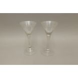 Pair of Etched Tear Drop Wine Glasses (AF)