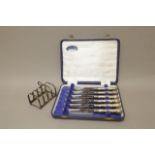 Silver Toast Rack & Cased Knives