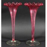 Pair of Cranberry Glass Vases