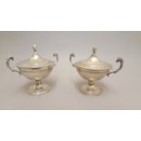Pair of Small Continental Urns & Covers (2)