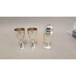 Silver Caster and Two Small Challenge Cups