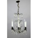 Six Light Glass & Base Metal Chandelier