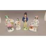 Staffordshire Figure Girl/Water & 3 Others