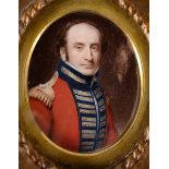 ENGLISH SCHOOL EARLY 19TH CENTURY:- Miniature portrait of an officer wearing uniform, half length,