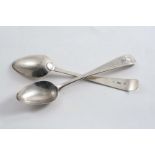 A PAIR OF SCOTTISH PROVINCIAL TEA SPOONS Old English pattern, initialled "JGA", by Charles of