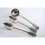 A PAIR OF EARLY VICTORIAN FIDDLE, THREAD & HUSK PATTERN BASTING SPOONS, crested, by William