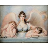 ENGLISH SCHOOL EARLY 19TH CENTURY:- Miniature portrait of figures in neo-classical style, an angel