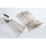 A SET OF TWELVE EARLY 20TH CENTURY HANOVERIAN PATTERN TABLE FORKS AND SIX TABLE SPOONS by Walker &