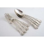 A SET OF FOUR GEORGE IV QUEEN'S TABLE SPOONS (with Husk heels), by William Johnson, London 1824