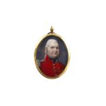 ENGLISH SCHOOL c.1810 Miniature portrait of an officer, head & shoulders, on ivory; 55 x 9.25 cms