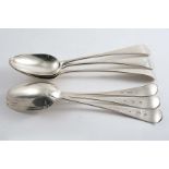A SET OF SIX SCOTTISH PROVINCIAL TABLE SPOONS Old English pattern, initialled "D", by James
