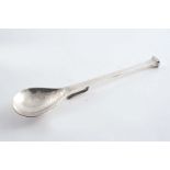 A CONTEMPORARY HAND-MADE SEAL TOP SPOON with a hook on the back of the stem, by The Guild of