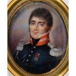 ATTRIBUTED TO PETER PAILLOU Miniature portrait of an officer wearing uniform with a medal, on ivory;