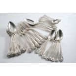 COLLECTED KING'S HUSK PATTERN:- Eight dessert spoons, three table spoons & eight tea spoons (with