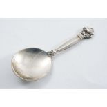 BY GEORG JENSEN:- A Danish pre-war Acorn pattern caddy spoon with English import marks for London