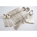 A LATE VICTORIAN PART SERVICE OF OLD ENGLISH SHELL PATTERN FLATWARE:- Six table spoons, twenty one