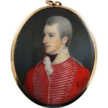 SAMUEL SHELLEY Miniature portrait of a Yeomanry Officer c.1805, quarter length, on ivory; 7.75 x 6.