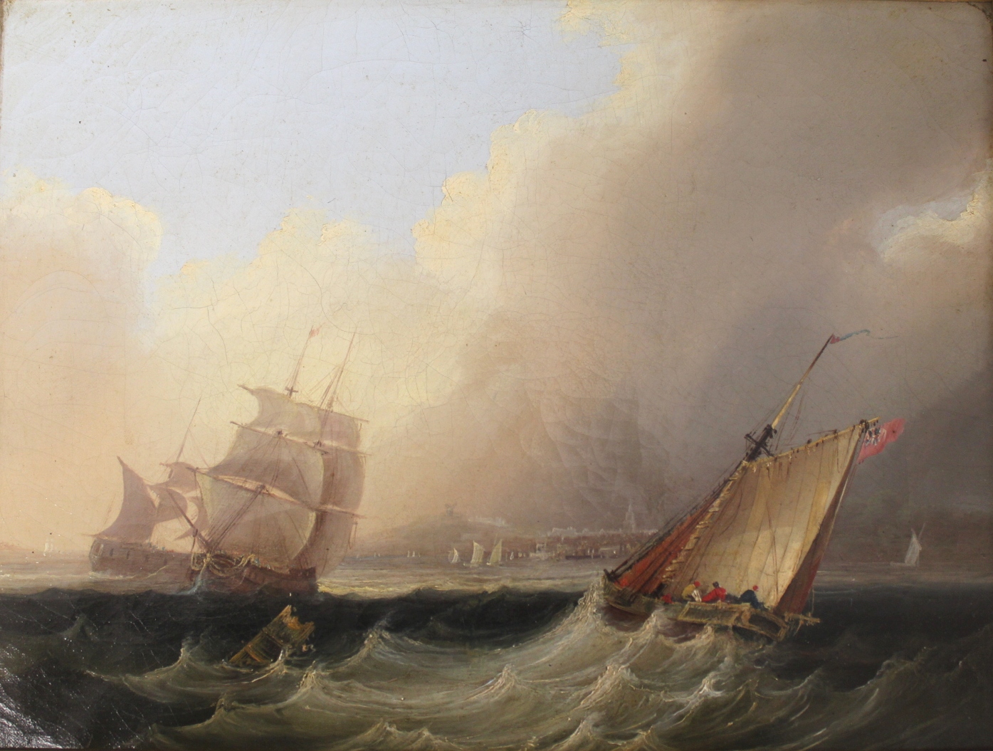 FREDERICK CALVERT (c.1785-c.1845) FISHING BOATS NEAR ROCHESTER CASTLE, RIVER MEDWAY; SAILING VESSELS - Image 2 of 2