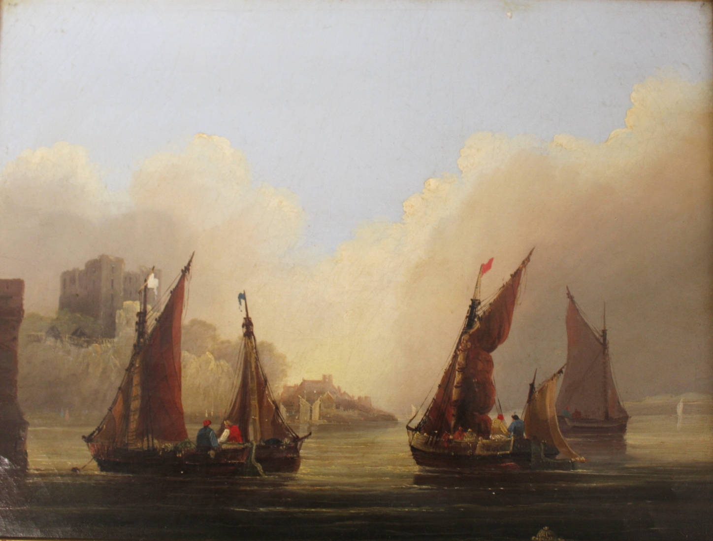 FREDERICK CALVERT (c.1785-c.1845) FISHING BOATS NEAR ROCHESTER CASTLE, RIVER MEDWAY; SAILING VESSELS