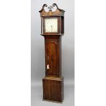 OAK LONGCASE CLOCK, the 11" painted dial with date aperture and inscribed Barry Edwards Claverdon,