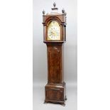 MAHOGANY LONGCASE CLOCK, early 20th century, the brass dial with 11 1/4" silvered chapter ring and