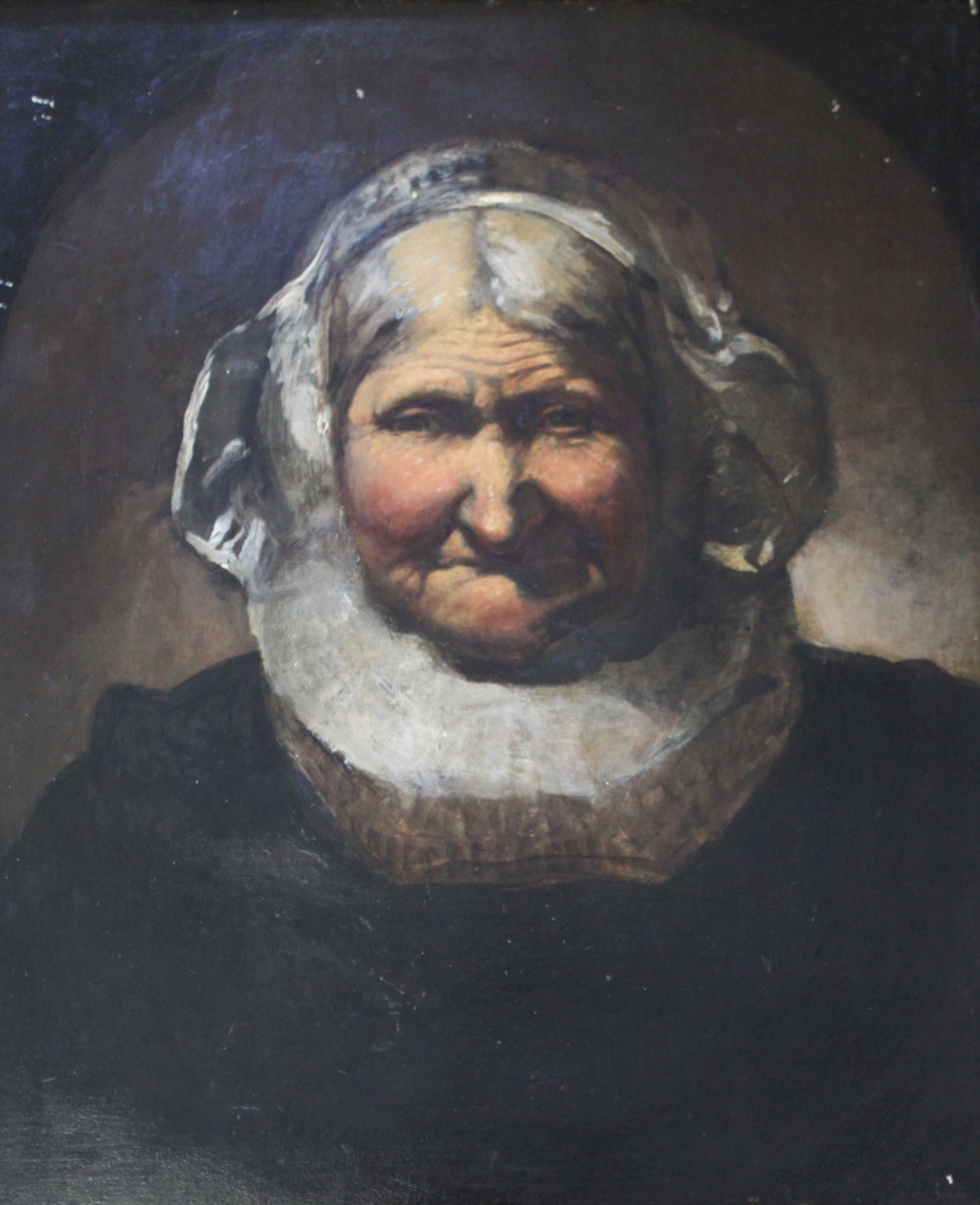 MANNER OF REMBRANDT HARMENSZ. VAN RIJN (1606-1669) PORTRAIT STUDY OF AN OLD WOMAN Oil on canvas 55.5