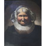 MANNER OF REMBRANDT HARMENSZ. VAN RIJN (1606-1669) PORTRAIT STUDY OF AN OLD WOMAN Oil on canvas 55.5