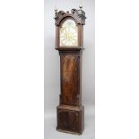 MAHOGANY LONG CASE CLOCK, the brass dial with 13" silvered chapter ring, subsidiary seconds dial and