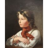 CIRCLE OF FRIEDRICH VON AMERLING (1803-1887) PORTRAIT OF A CHILD IN A RED NECKERCHIEF Oil on