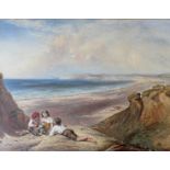 FOLLOWER OF JOHN HENRY MOLE (1814-1886) CHILDREN ABOVE A SANDY BAY Watercolour 52 x 69cm. ++ Two