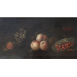 FOLLOWER OF JAKOB BOGDANI (1658-1724) STILL LIFE OF FRUITS ON A LEDGE Oil on canvas 32 x 59.