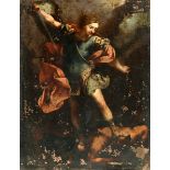 AFTER GUIDO RENI (1575-1642) THE ARCHANGEL MICHAEL DEFEATING SATAN Oil on copper 21.5 x 16.5cm. *
