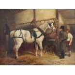 AFTER JOHN FREDERICK HERRING Senr (1795-1865) A HARNESSED ST. GILES CAB HORSE WITH HIS DRIVER; A ST.