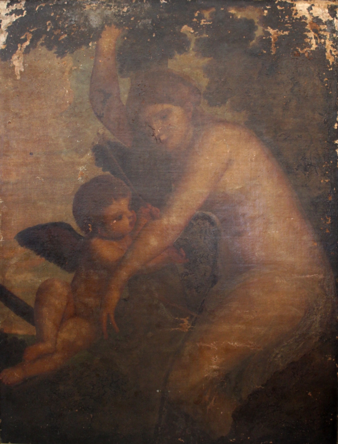 MANNER OF TITIAN (c.1485-1576) VENUS AND CUPID Oil on canvas, recently laid on board 113 x 86.