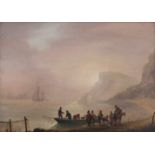 THOMAS LUNY (1759-1837) TEIGNMOUTH COAST Bears inscription No.4/ Teigmouth Coast verso, oil on panel