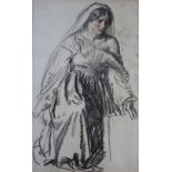 ROBERT ANNING BELL, RA (1863-1933) KNEELING FIGURE Charcoal and red chalk 35.5 x 22cm. Provenance: