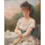 CHARLES ALEXANDRE COESSIN DE LA FOSSE (1829-1910) THE YELLOW GLOVES Signed and inscribed `Souvenir..
